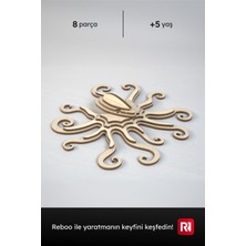 Reboo Ahşap Ahtapot 3D Puzzle Boyama Seti – 8 Parça, 6’lı Boya ve Fırça Dahil Eğitici Aktivite Oyuncağı