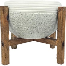 Delixa Bitki Tasarımı Ev Dekorasyon Beyaz Granit Küp Aranjman Saksı Saksılık Salon Çiçeklik 4 Ayaklı