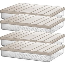 Delixa Selka Home - 4'lü 2.5 Litre Büyük Boy Ekru Saklama Kabı