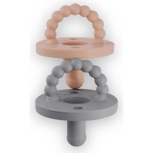 Delixa Fufizu Airmom Emzik - Hem Emzik Hem Diş Kaşıyıcı 2'li Silikon Emzik - Yenidoğan ve 0-6 Ay Koyu Gri &