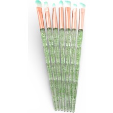 Sudedi Home Yeşil Simli Şeffaf Saplı Rose Gold Detaylı 7 Parça Makyaj Fırça Seti