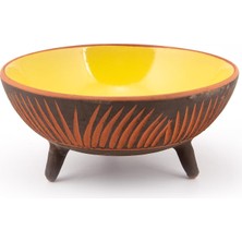 Delixa Dekoratif Sunum Kasesi, Seramik Ayaklı Sunum Kasesi, Servis Kasesi, Servis Tabağı, Kase, Tabak (Sarı