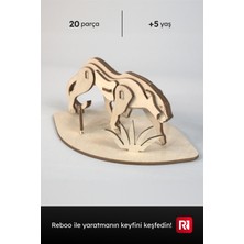 Reboo Ahşap Jaguar 3D Puzzle Boyama Seti – 20 Parça, 6’lı Boya ve Fırça Dahil Eğitici Aktivite Oyuncağı