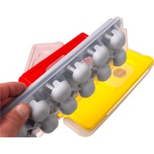 Delixa 12'li Yuvarlak Silikon Tabanlı Kapaklı Bas Çıkar Buz Kalıbı 26X9 Cm, 12'li Silikon Tabanlı Buz Kalıb