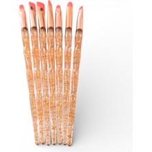 Sudedi Home Turuncu Simli Şeffaf Saplı Rose Gold Detaylı 7 Parça Makyaj Fırça Seti