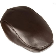 Deri Şapka Hakiki Kuzu Derisinden Üretilmiş Kasket Şapka