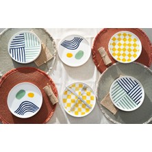 Delixa Kevin Seramik Hand Made 6'li Özel Tasarım Satckable Pasta Tabağı Seti