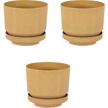 Delixa 3’lu Plastik Tabaklı Saksı 3 Adet Hardal, 1,7lt