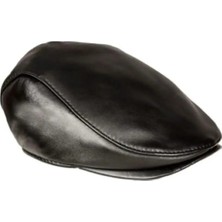 Deri Şapka Hakiki Kuzu Derisinden Üretilmiş Kasket Şapka