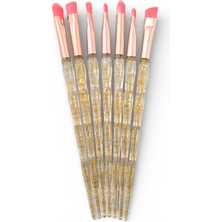 Sudedi Home Gold Simli Şeffaf Saplı Rose Gold Detaylı 7 Parça Makyaj Fırça Seti