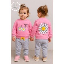 Myprettybaby Papatya Bisiklet Desenli %100 Pamuk Mevsimlik Kumaş Kız Bebek Alt Üst 2'li Takım