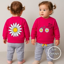 Myprettybaby Papatya Bisiklet Desenli %100 Pamuk Mevsimlik Kumaş Kız Bebek Alt Üst 2'li Takım