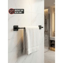 Le Paon Yapışkanlı Siyah Paslanmaz Metal Banyo Havluluk 38 cm - Modern Havlu Askısı