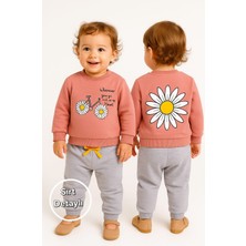 Myprettybaby Papatya Bisiklet Desenli %100 Pamuk Mevsimlik Kumaş Kız Bebek Alt Üst 2'li Takım