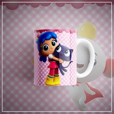 Velorina Çocuk Temalı Porselen Kupa Bardak 300 ml – Sevimli Bulut Üstünde Kız Figürlü, Renkli Baskılı Kupa 3