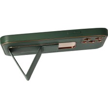 Starseven Newface Iphone 12 Kılıf Coco Deri Standlı Kapak - Yeşil