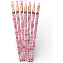 Sudedi Home Fuşya Simli Şeffaf Saplı Rose Gold Detaylı 7 Parça Makyaj Fırça Seti