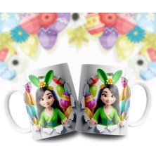 Velorina Prenses Porselen Kupa Bardak – Renkli Karakter Baskılı, Şeker/yumurta Detaylı Kahve/çay Kupası 7