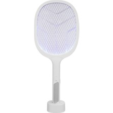 Esranın Dünyası Asonıc AS-A25 Beyaz-Gri 3000V Raket Tipi Uv Mor Işıklı 1200MAH Bataryalı Şarj Edilebilir Sinek