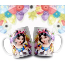 Velorina Prenses Porselen Kupa Bardak – Renkli Karakter Baskılı, Şeker/yumurta Detaylı Kahve/çay Kupası 1