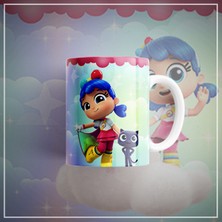 Velorina Çocuk Temalı Porselen Kupa Bardak 300 ml – Sevimli Bulut Üstünde Kız Figürlü, Renkli Baskılı Kupa 9