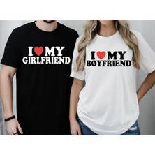 Mercoledi Çift Kombini 1 Adet Erkek Modeli Sevgililer Günü Baskılı Rahat Kalıp T-Shirt