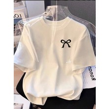 Mercoledi Kurdele Baskılı Oversize Bisiklet Yaka T-Shirt