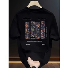 Mercoledi Fantastik Evren Baskılı Oversize Bisiklet Yaka T-Shirt