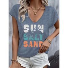 Mercoledi Sun Salt Sand Baskılı Kadın T-Shırt