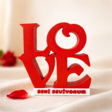 Serüven Love Dekoratif Obje - Seni Seviyorum Yazılı Kırmızı Tasarım (10X10CM)