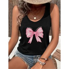 Mercoledi Pembe Kurdele Baskılı Kadın T-Shırt