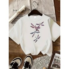 Mercoledi Yusufçuk Baskılı Oversize Bisiklet Yaka T-Shirt