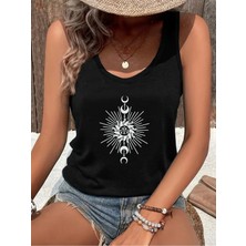 Mercoledi Güneş ve Ay Baskılı Kadın T-Shırt