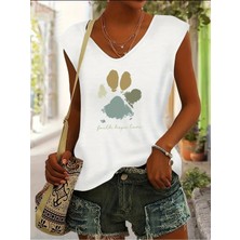 Mercoledi Pati Baskılı Kadın Oversize Kolsuz T-Shırt