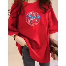 Mercoledi Anka Baskılı Oversize Tişört