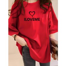 Mercoledi Iloveme Baskılı Oversize Tişört
