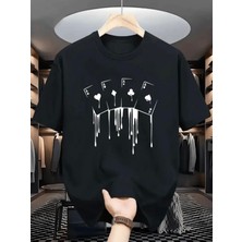 Mercoledi Iskambil Kağıdı Baskılı Oversize Bisiklet Yaka T-Shirt