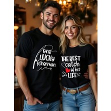 Mercoledi Çift Kombini 1 Adet Kadın Modeli Sevgililer Günü Baskılı Rahat Kalıp T-Shirt