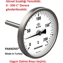 Özgürce Yüksek Sıcaklık Termometresi, 100MM Çap, 30CM Dalma, Paslanmaz Çelik