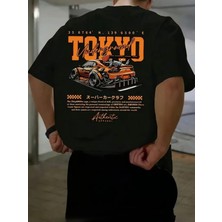 Mercoledi Tokyo Underground Baskılı Oversize Bisiklet Yaka T-Shirt