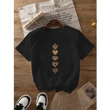 Mercoledi Kalpler Baskılı Oversize Bisiklet Yaka T-Shirt