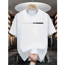 Mercoledi Face The Future Baskılı Oversize Bisiklet Yaka T-Shirt