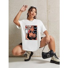 Mercoledi Skeleton Baskılı Kadın Oversize Salaş T-Shirt Boyfirend