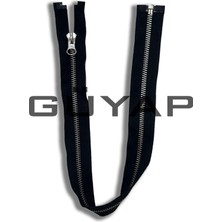 Güyap Yapı Tekstil Premium Demir Diş Mont Fermuarı  [ 45 cm Siyah - Nikel Diş Tip/5 Numara - 5 Adet ]