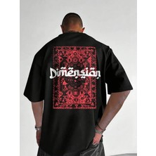 Mercoledi Dimension Arka ve Ön Baskılı Oversize Bisiklet Yaka T-Shirt