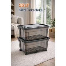 Loremp 55 Lt Tekerlekli Kilitli Saklama Kutusu 2 Adet Depolama Düzenleyici