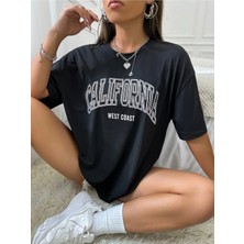 Mercoledi California West Coast Baskılı Oversize Salas T-Shirt Boyfriend