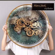 BAYILDIM Dünya Haritalı Metal Çarklı Duvar Saati