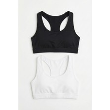 Underwear Bodyway 2'li Paket Pamuklu Pedli Sporcu Sütyeni & Bralet - Günlük Rahat Yüzücü Model Sporcu Atleti