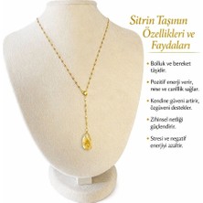 Solare Accessories Doğal Sitrin Taşlı Altın Kaplama Zincir Kolye (Hipoalerjik)
